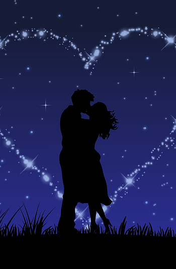 Starry kiss love, Glittering romance, Digital artwork, Celestial connection HD phone wallpaper
