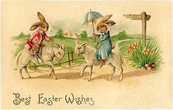 :), sheep, parasol, card, funny, lamb, rabbit, umbrella, bunny, easter, vintage HD wallpaper