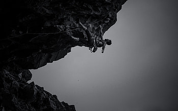 Monochrome, Rock climbing, Aesthetic, Minimalist HD wallpaper
