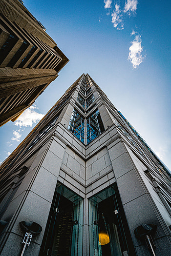 Skyscraper, Building, Miscellanea, Miscellaneous, Facade, Bottom View HD phone wallpaper
