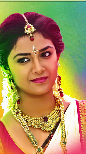 Keerthi Suresh, tamil actress, digital painting HD phone wallpaper