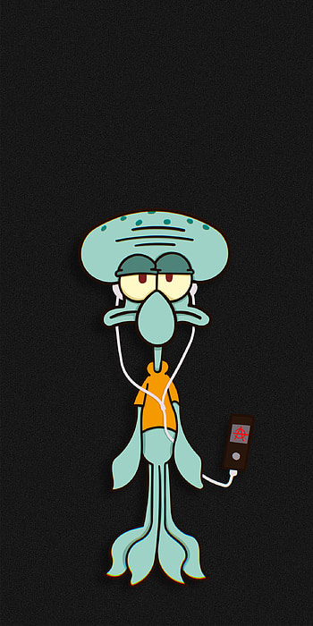 Squidward listening music, Black meme HD phone wallpaper