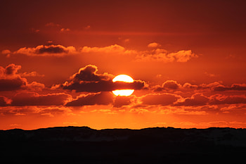 Sunset, clouds, sun, silhouette HD wallpaper