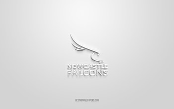 Newcastle Falcons, creative 3D logo, white background, Premiership Rugby, 3d emblem, English rugby Club, England, 3d art, rugby, Newcastle Falcons 3d logo HD wallpaper