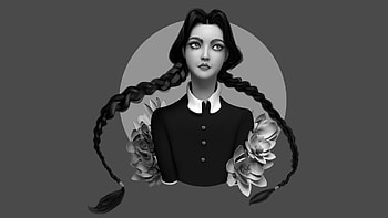 Wednesday Addams, Artistic portrayal, Miss Addams' artwork, Halloween inspiration HD wallpaper