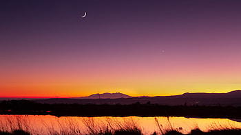 Landscape, Nature, Twilight, Moon, Lake, Dark, Dusk HD wallpaper