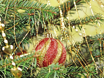 Holidays, Rain, New Year, Christmas, Ball, Christmas Tree, Decoration, Attribute HD wallpaper