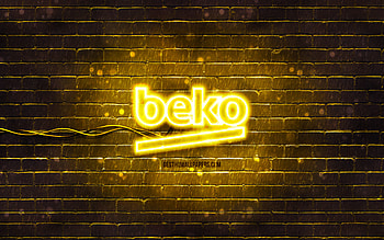 Beko yellow logo, , yellow brickwall, Beko logo, brands, Beko neon logo, Beko HD wallpaper