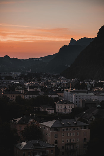 Cities, Sunset, City, Building, Hill, Roof, Roofs HD phone wallpaper