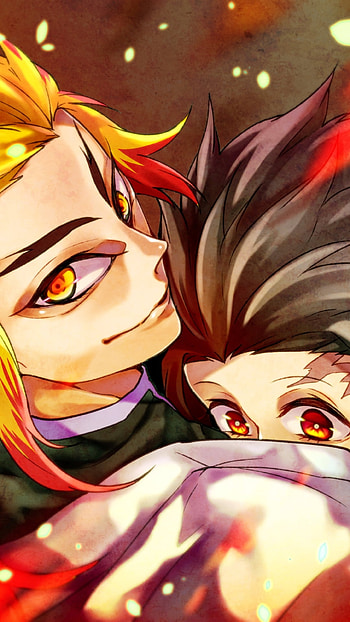 Kyojuro Rengoku, Tanjiro Kamado, Anime, Demon Slayer: Kimetsu no Yaiba HD phone wallpaper