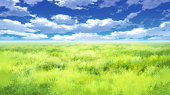 Anime Scenery Nature Grass Field White Clouds Blue Sky Anime Girl HD wallpaper
