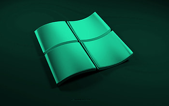Turquoise 3d Windows logo, black background, 3d waves turquoise background, Windows logo, Windows emblem, 3d art, Windows HD wallpaper
