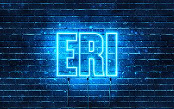 Happy Birtay Eri, , blue neon lights, Eri name, creative, Eri Happy Birtay, Eri Birtay, popular japanese male names, with Eri name, Eri HD wallpaper