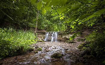 Forest Waterfall, waterfall, Latvia, nature, forest HD wallpaper
