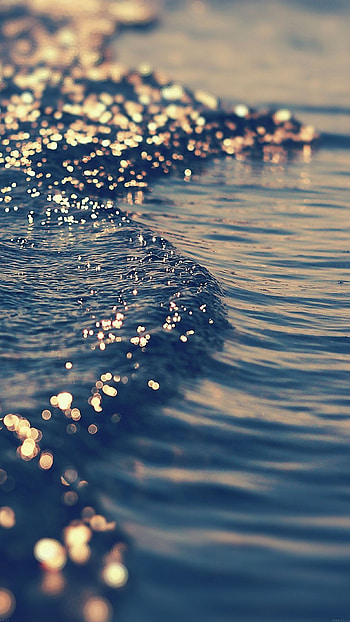 gold sea wave water sunset ocean nature 6 Plus - bokeh effect 6 HD phone wallpaper