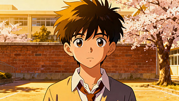 : Schoolyard Anime Boy at Cherry Blossoms, School Uniform HD wallpaper
