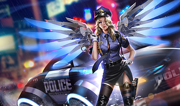 Police Girl Mercy Overwatch 2018 , mercy-overwatch, overwatch, games, artwork, police, deviantart HD wallpaper