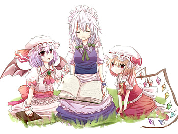 Teacher and Students, anime girl, remilia, sakuya, flandre, touhou HD wallpaper