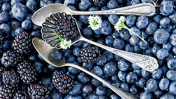 Macro blueberry graphy, Berry assortment, Spoonful of berries, Exquisite still life HD wallpaper