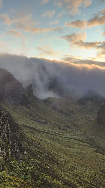 Skye Scotland clouds sunset, Hills grass HD phone wallpaper