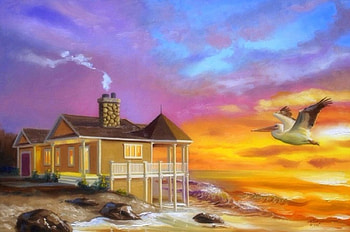 Beach House, seaside, sea, white pelican, architecture, beaches, attractions in dreams, paintings, houses, summer, love four seasons, home HD wallpaper