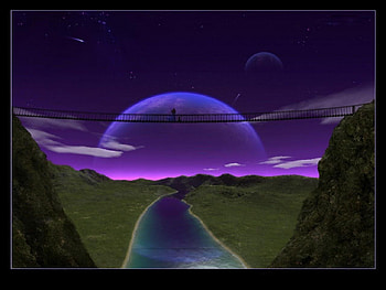 HOME, PURPLE, MOON, BRIDGE HD wallpaper