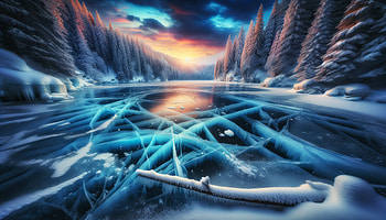 Serenely Frozen Lake Sunset, frozen lake, winter, ice, lake, sunrise HD wallpaper
