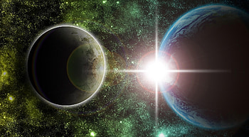 Planets, Universe, Stars, Shine, Light, Beams, Rays HD wallpaper