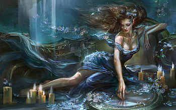 Fantasy girl, Face, Girl, Candles, Art HD wallpaper