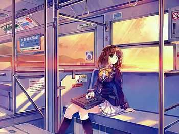 Ordinary Girl, cute anime girl, anime, pretty girl, train, school uniform HD wallpaper
