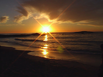 Sunset, beach HD wallpaper