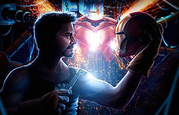 Tony Stark Building Suit, iron-man, superheroes, digital-art, artwork HD wallpaper