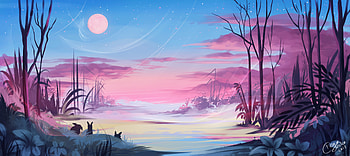 Bunnies Digital Scenery , bunny, artist, artwork, digital-art, deviantart HD wallpaper