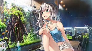 Cute, anime girl, green eyes, original HD wallpaper