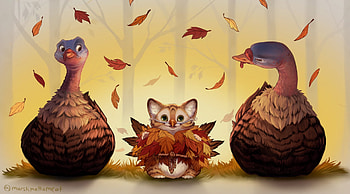 I am a turkey, amanda anderson, autumn, leaf, pasari, bird, turkey, art, fantasy, funny, toamna HD wallpaper