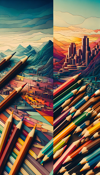 Colorful Escape: This Artistic !, landscape, mountain, cityscape HD phone wallpaper