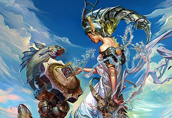 Water fairy, fairy, fantasy, art, fish, girl, water HD wallpaper