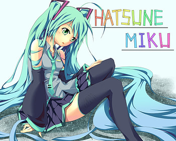 Hatsune Miku, blue, colorful, cute, vocaloid, miku, name, vocaloids, hatsune, text, blue eyes, twintail, blue hair, girl, tie, anime, rainbow, pretty HD wallpaper