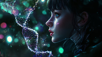 Genes and Dreams: A Ultra of DNA and Discovery, DNA Structure, Digital Art, portrait, fantasy HD wallpaper