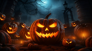 Halloween Pumpkinhead - Spooky Night Ambience, pumpkin, holiday, halloween HD wallpaper