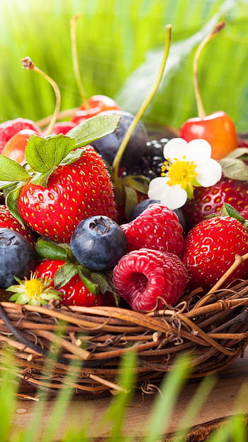 Strawberry, Raspberries, Blueberries, Cherries HD phone wallpaper