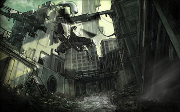 under attack, construction, cg, future, buidings HD wallpaper