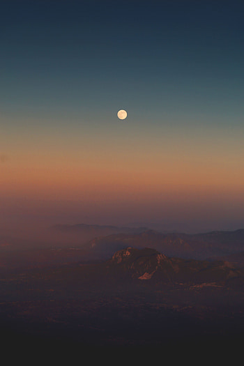 Nature, Mountains, Twilight, Moon, Fog, Dusk, Height HD phone wallpaper