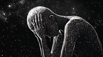 Cosmic Sadness: A Reflection on Human Emotion, artistic, human, sad, crying, silhouette HD wallpaper