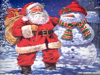 SANTA AND MR SNOWMAN, MR, PIC, SNOWMAN, SANTA, POSES HD wallpaper