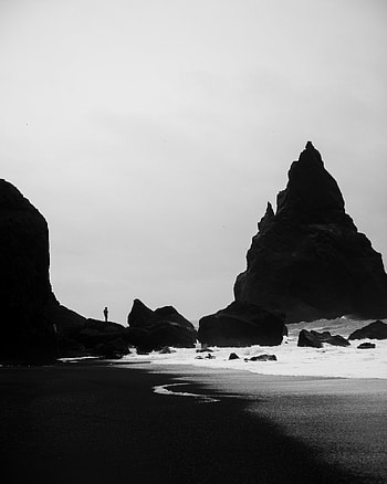 Nature, Coast, Silhouettes, Cliff, Bw, Chb, Surf HD phone wallpaper