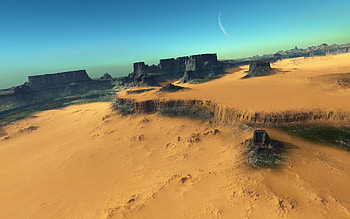 Mountain, Artistic, Landscape, Desert, Moon HD wallpaper