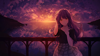 Mocca Sunset Anime Girl , anime-girl, anime, artist, artwork, digital-art HD wallpaper