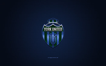 York United FC, Canadian soccer club, ECHL, blue logo, blue carbon fiber background, Canadian Premier League, soccer, Ontario, Canada, York United FC logo HD wallpaper