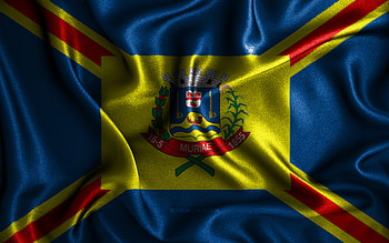 Muriae flag, , silk wavy flags, brazilian cities, Day of Muriae, Flag of Muriae, fabric flags, 3D art, Muriae, cities of Brazil, Muriae 3D flag HD wallpaper